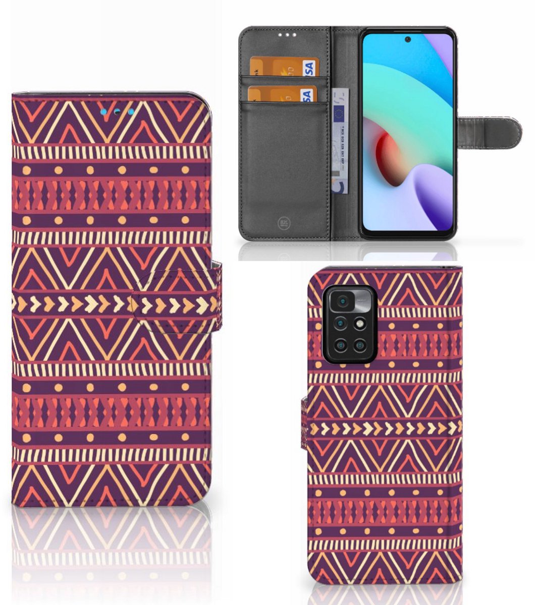 Xiaomi Redmi 10 Telefoon Hoesje Aztec Paars