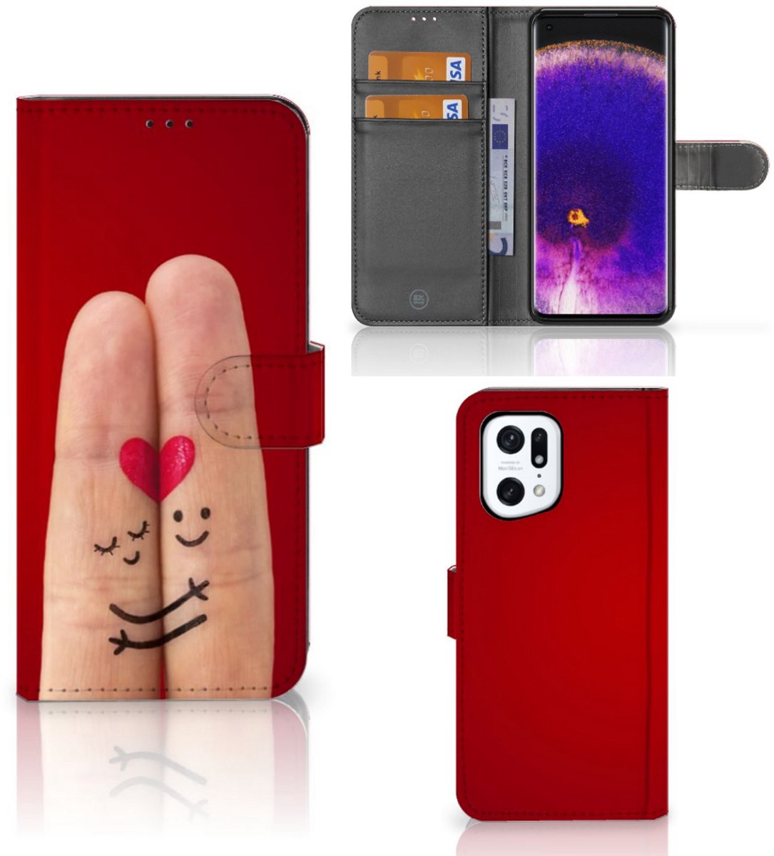 OPPO Find X5 Pro Wallet Case met Pasjes Liefde - Origineel Romantisch Cadeau