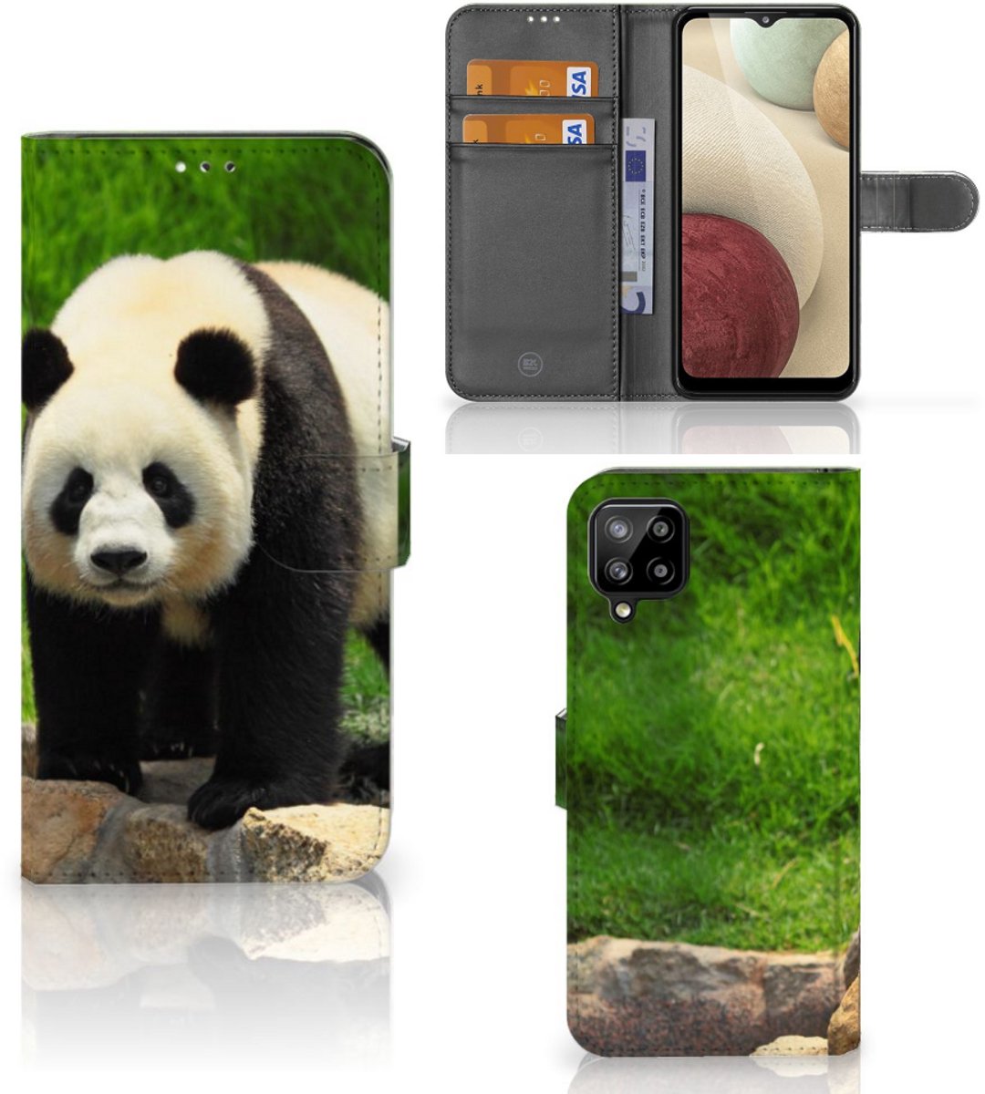 Samsung Galaxy A12 Telefoonhoesje met Pasjes Panda