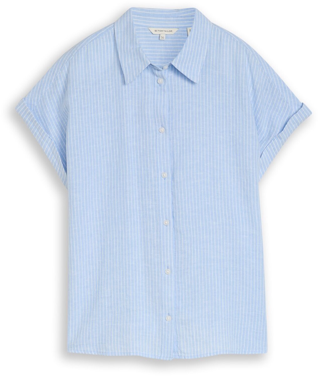 Tom Tailor - Losvallende blouse met linnen - Maat 40 - fjord blue irregular stripe