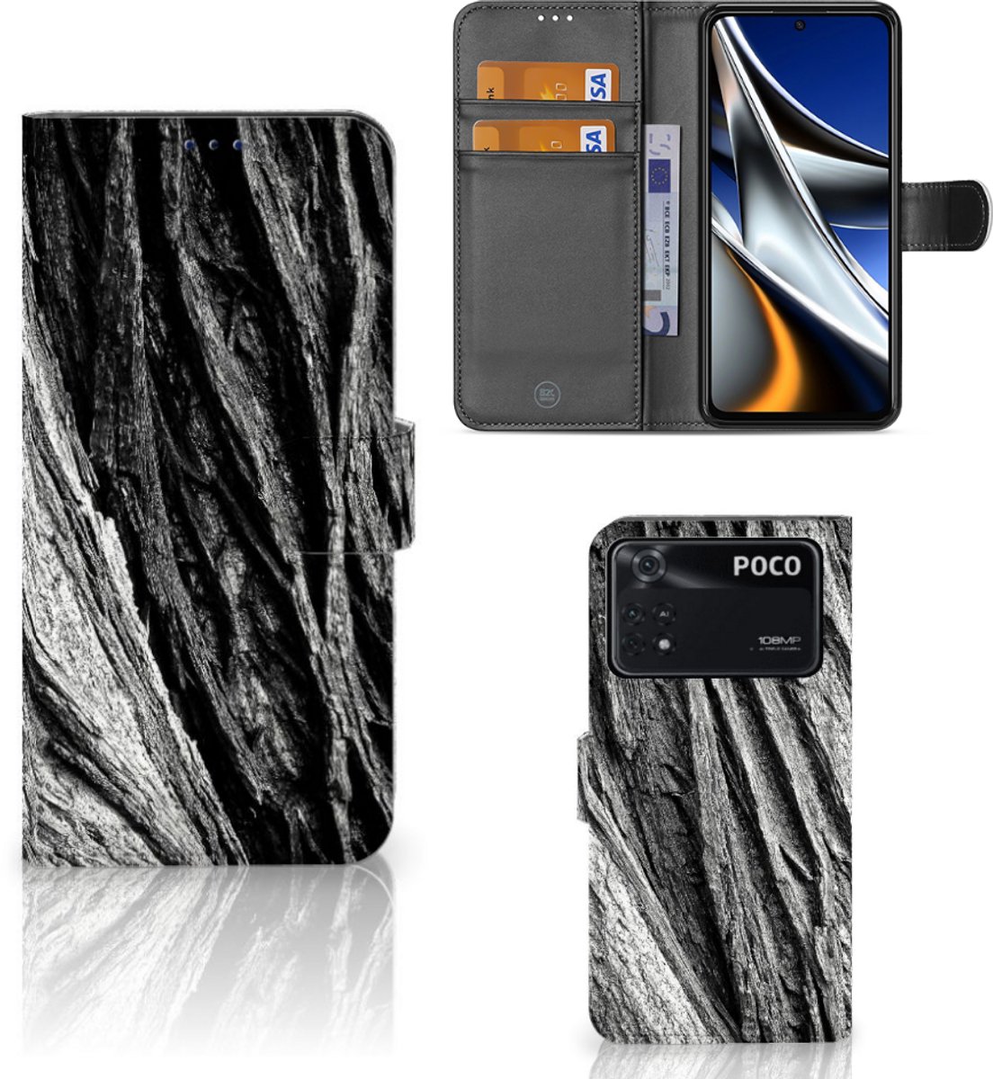 Book Style Case Xiaomi Poco X4 Pro 5G Boomschors Grijs