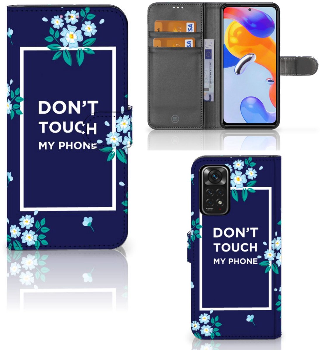 Xiaomi Redmi Note 11 Pro 5G/4G Portemonnee Hoesje Flowers Blue DTMP