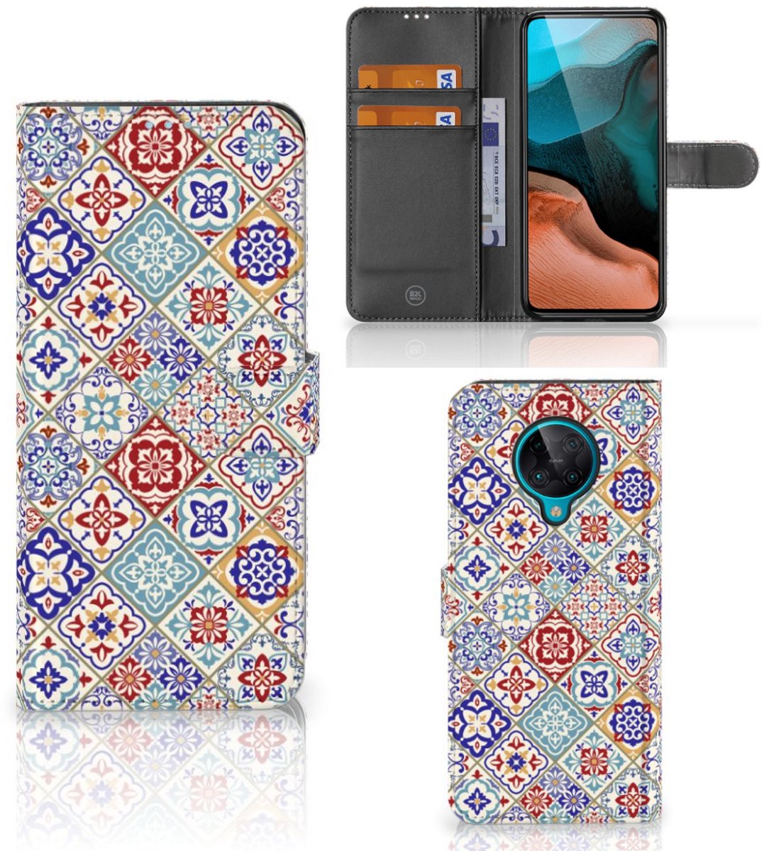 Book Case voor Xiaomi Poco F2 Pro Bookcase Tiles Color