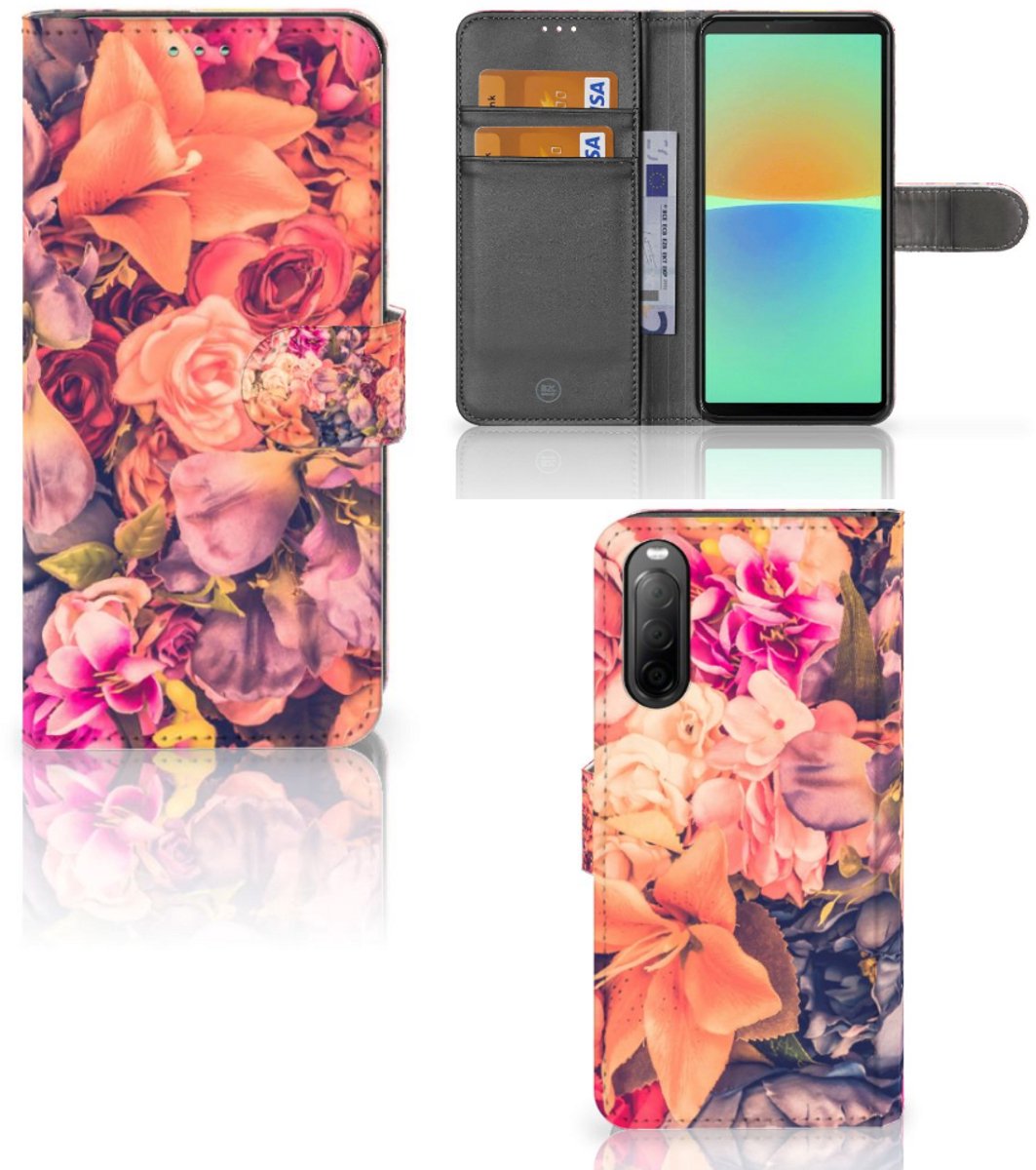 Book Case voor Sony Xperia 10 IV Hoesje Bosje Bloemen