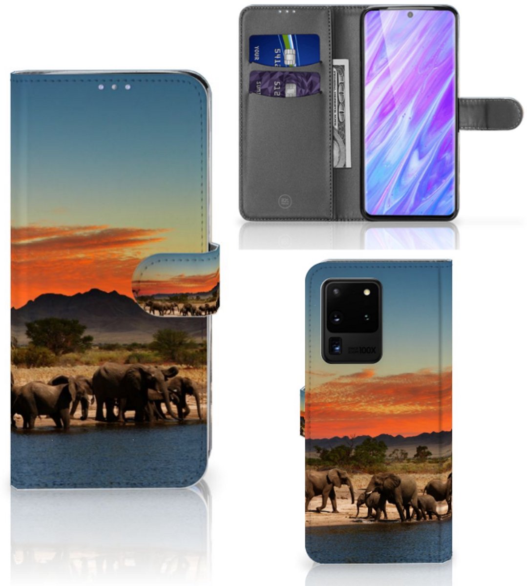 Samsung Galaxy S20 Ultra Telefoonhoesje met Pasjes Olifanten