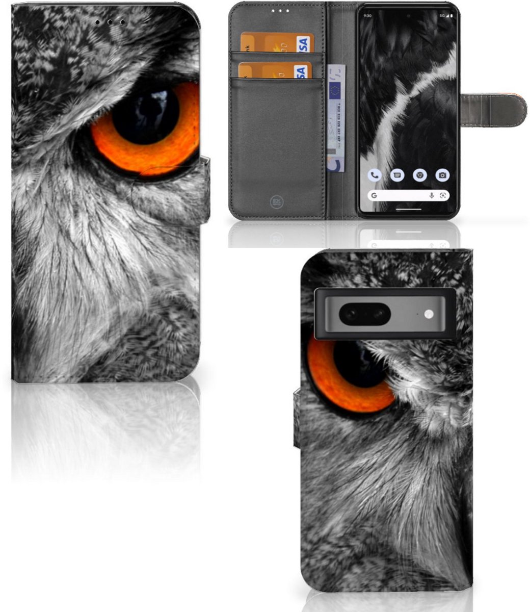 Google Pixel 7 Telefoonhoesje met Pasjes Uil