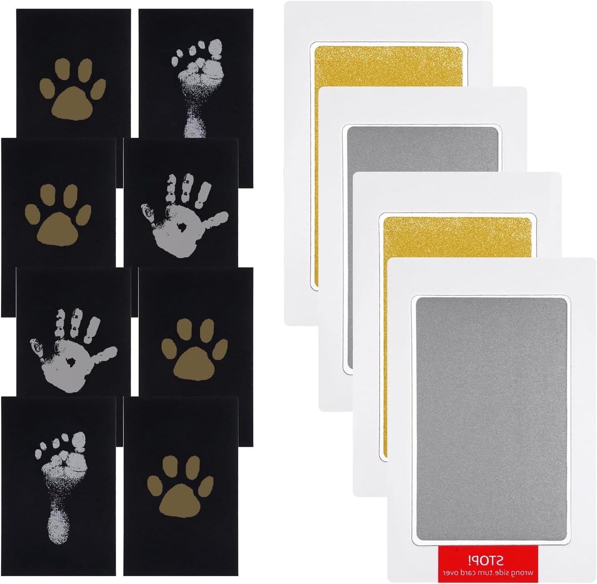 Afdrukset Baby - Handafdruk Set - Herinneringen Vastleggen - Contactvrije Inkt - 4 Stuks - Goud Zilver