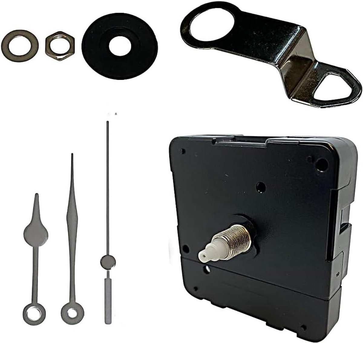 Quartz Klokmechanisme - Klokmotor Wijzers - Klok Repareren - Niet-tikkende Beweging - 73mm - Zilver