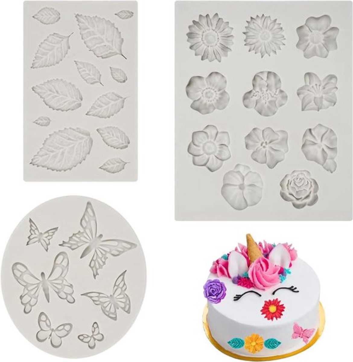 Siliconen vormen voor bloemen en dessertdecoratie - Set van 3 stuks