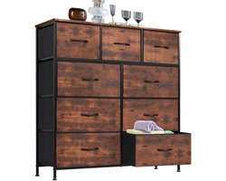 Ladekast met 9 Laden – Opbergkast Kledingkast – Metalen Frame & Stoffen Laden – Slaapkamerkast – 100 x 30 x 100 cm