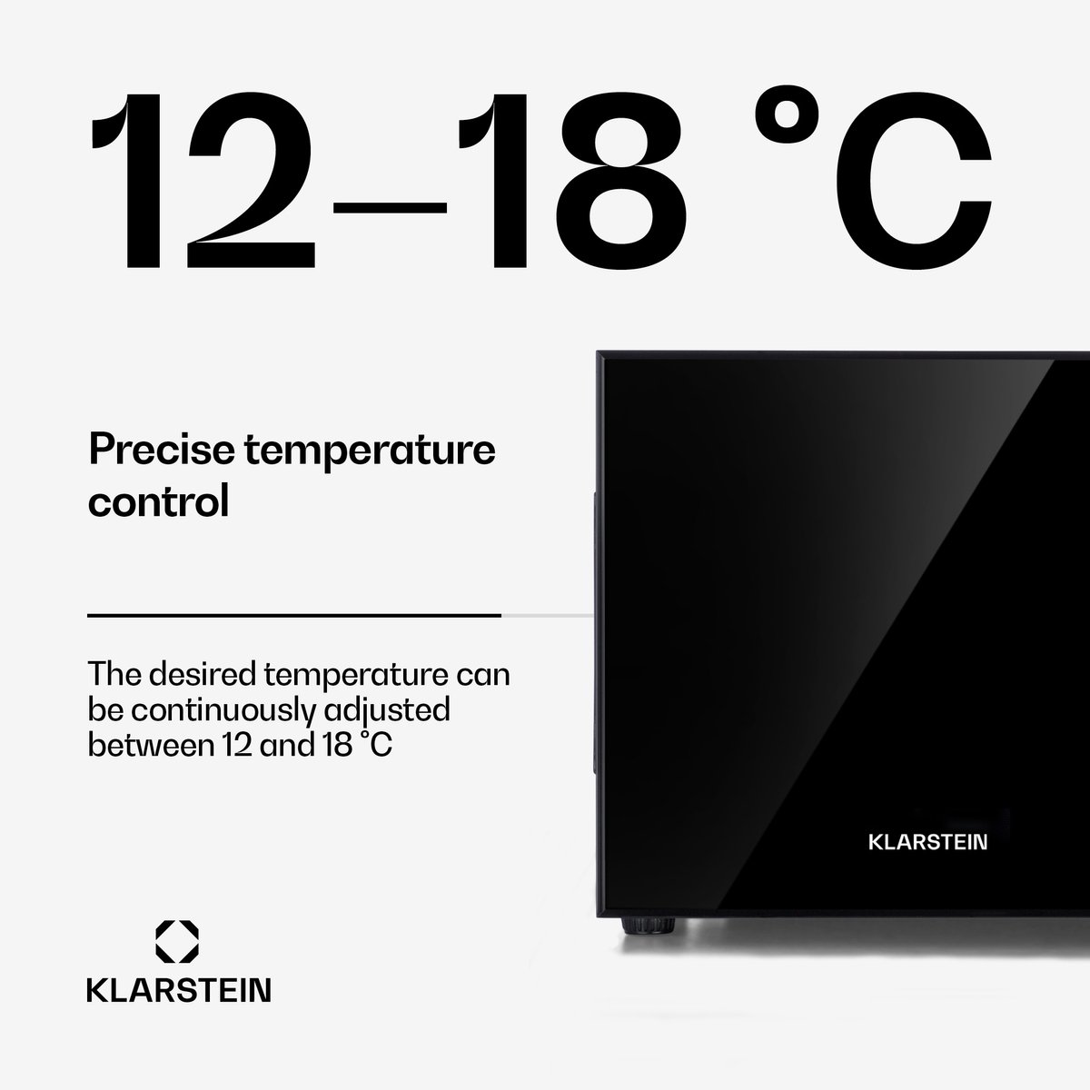 Klarstein Mini-Koelkast Frosty Vrijstaande - 10 Liter - Losse Glazen Bodemplaat - 33dB - Koele Frisheid - Voor Gastkamers Of Slaapkamers - Glansrijk - Thermo-elektrisch Koelsysteem - Spiegelglasdeur - praktisch - Elegant - Zwart — afbeelding 4
