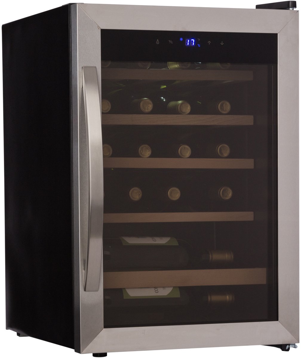 Klarstein Wijnkoeler Vinamour 19 Uno Wijnkoelkast 19 fl./65 l 4-18°C 40 dB glas - 62L 48 cm - voor Wijnliefhebber voor Bar - Glazen Deur Touch Houten Schappen - RVS - Display - Wijnklimaatkast - Wijnkast - Wine Cooler - Wine Fridge – foto 8