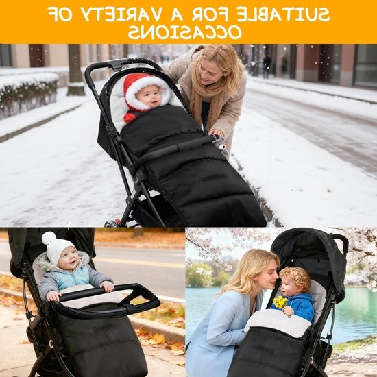 Warm en Comfortabel Voetenzak voor Kinderwagens - Universele Waterdichte Babydeken met Rits, Geschikt voor Alle Kinderwagens, Machinewasbaar in Grijs — afbeelding 5