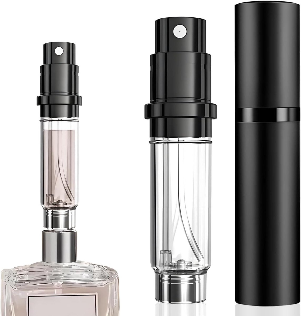 Vulbare Parfumverstuiver, Mini 5ml Reis Sprayfles met Onderste Vulpomp, Lekvrije en Draagbare Verstuiver voor Dames en Heren, Ideaal voor Reizen en Dagelijks Gebruik