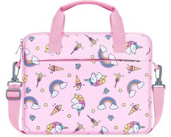 Kindertablet Sleeve voor 10-12.5 Inch Tablets - Draagtas met Schouderband voor Fire HD en Android - Roze Eenhoorn Design