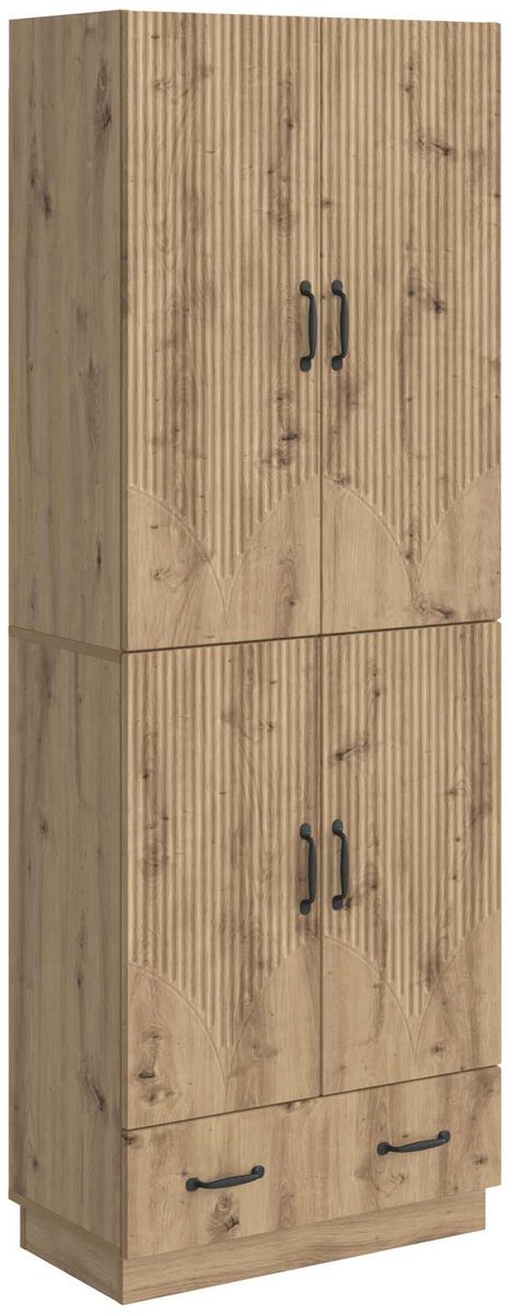 vidaXL Kast - Set - 2 - st - Artisanaal - eiken - Bewerkt - hout Artisanaal eiken