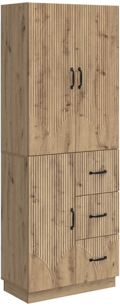 vidaXL Kast - Set - 2 - st - Artisanaal - eiken - Bewerkt - hout Artisanaal eiken