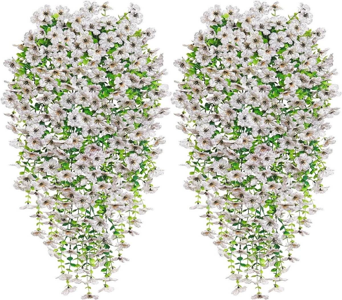 4 x Hangende Kunstplanten - 76 cm Lange Weerbestendige Kunstbloemen voor Tuin en Balkon Decoratie, UV-bestendig en Realistisch Design (Wit)