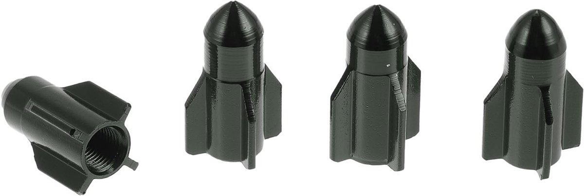Decoratieve Ventieldopjes voor Autobanden - 4 Stuks Rocket Style, Aluminium, Stofbescherming voor Auto en Vrachtwagen