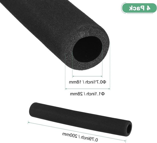 Set van 4 Isolatie Schuim Buizen, 18mm ID, 28mm OD, 200mm Lengte, Flexibel Schuim voor Handgreep Ondersteuning, Gitaarstandaard en Dakdragers — afbeelding 2