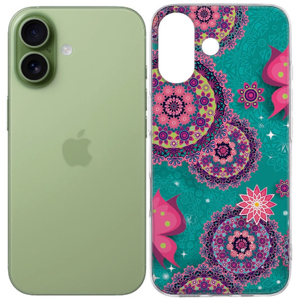 iPhone 17 Hoesje Cirkels en Vlinders – TPU Back Cover