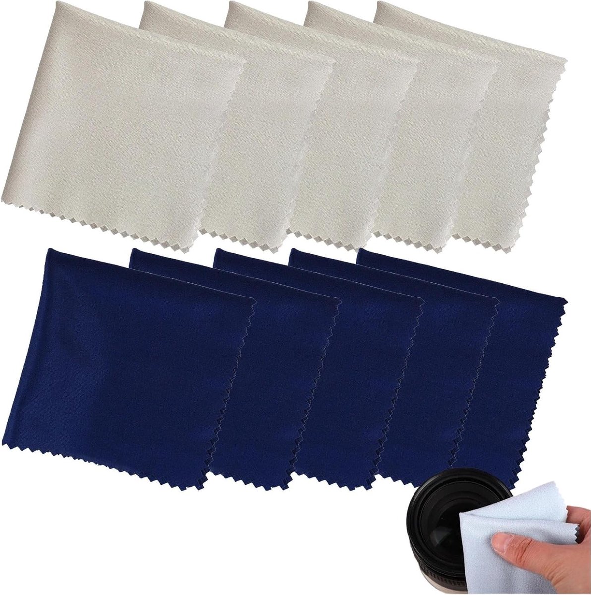 Set van 10 microvezeldoeken (15 x 18 cm) voor het reinigen van brillen, camera lenzen, smartphones en elektronische schermen