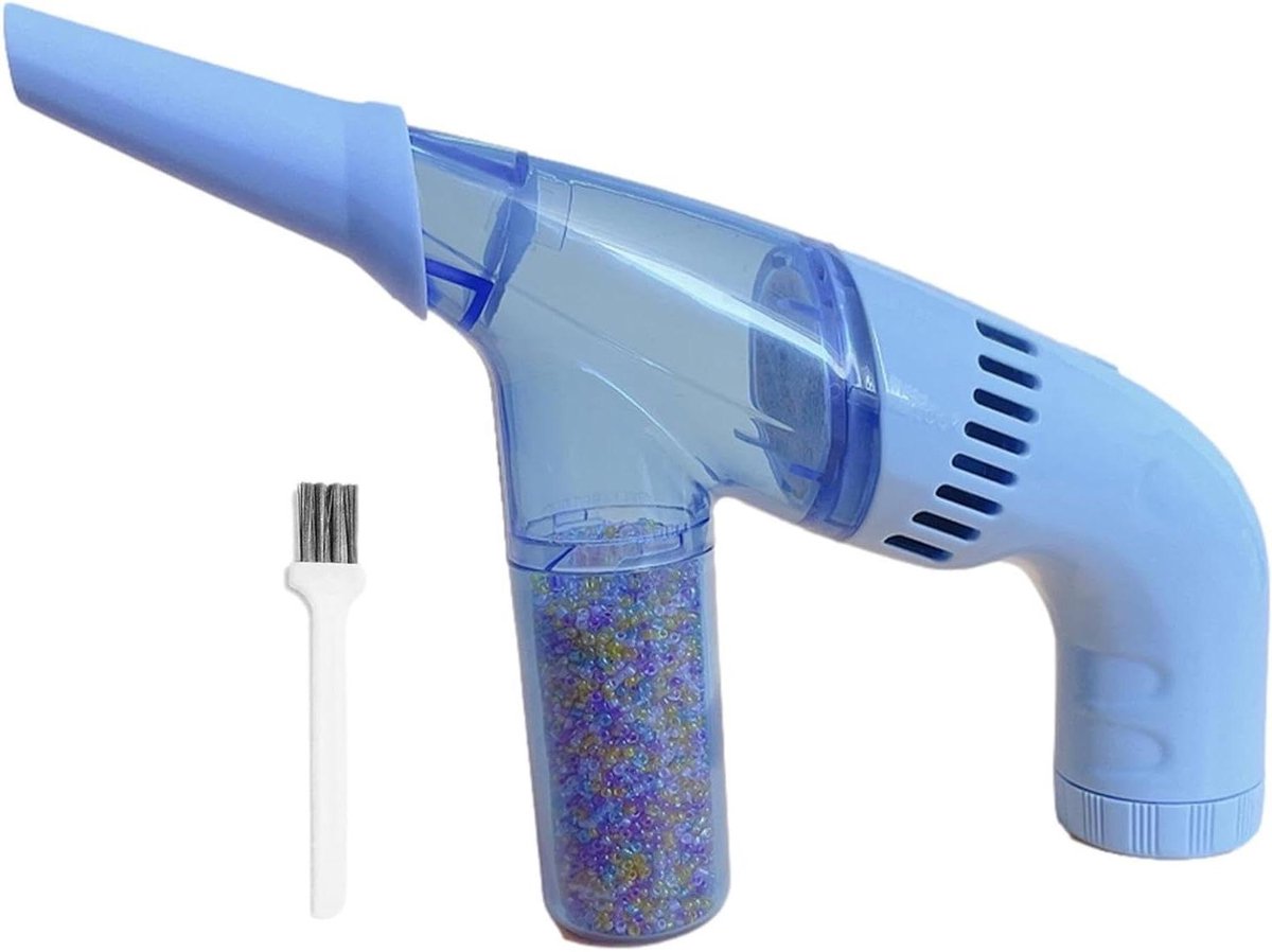 Mini Stofzuiger - Kleine Schoonmaker - Kralen Oppakken - Ergonomisch Ontwerp - 24 cm - Blauw