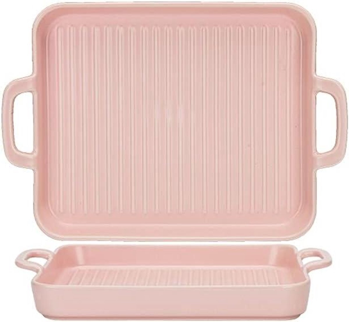 Keramische Ovenschalen - Bakvorm set - Oven tot tafel - Set van twee - Rechthoekig - Wit