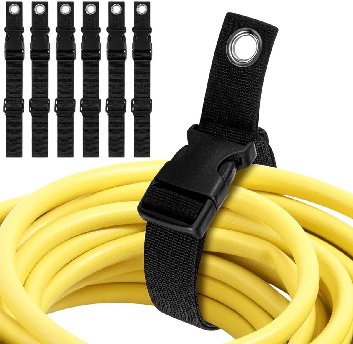 Verlengsnoer Banden - Opbergriemen Organizer - Kabel Beheer - Verstelbare Gespen - 6 Stuks - Zwart