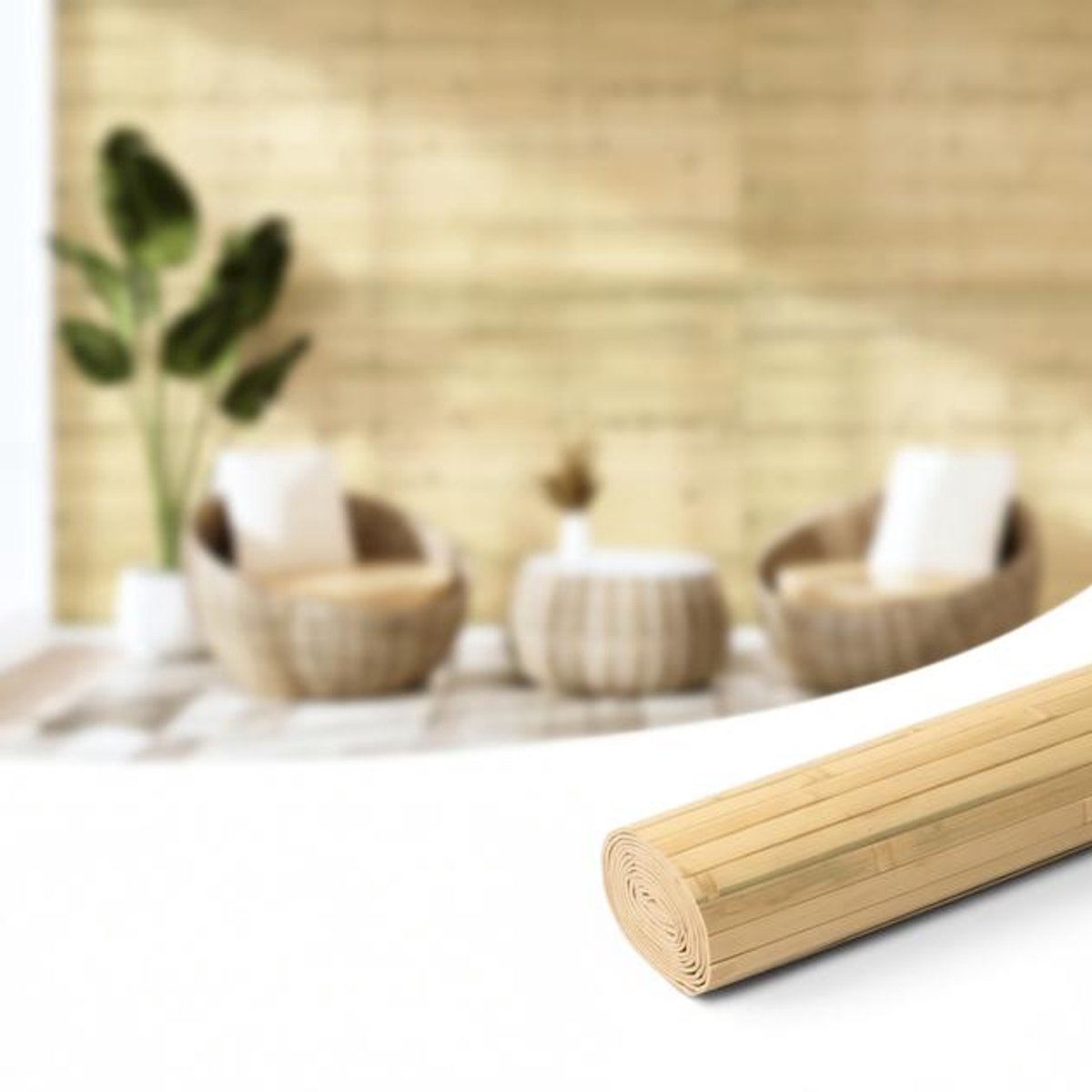 Maison Elara Bamboe Wandpaneel - Natuurlijke Lambrisering voor Muur en Plafond, 30 x 244 cm, Natuurlijk
