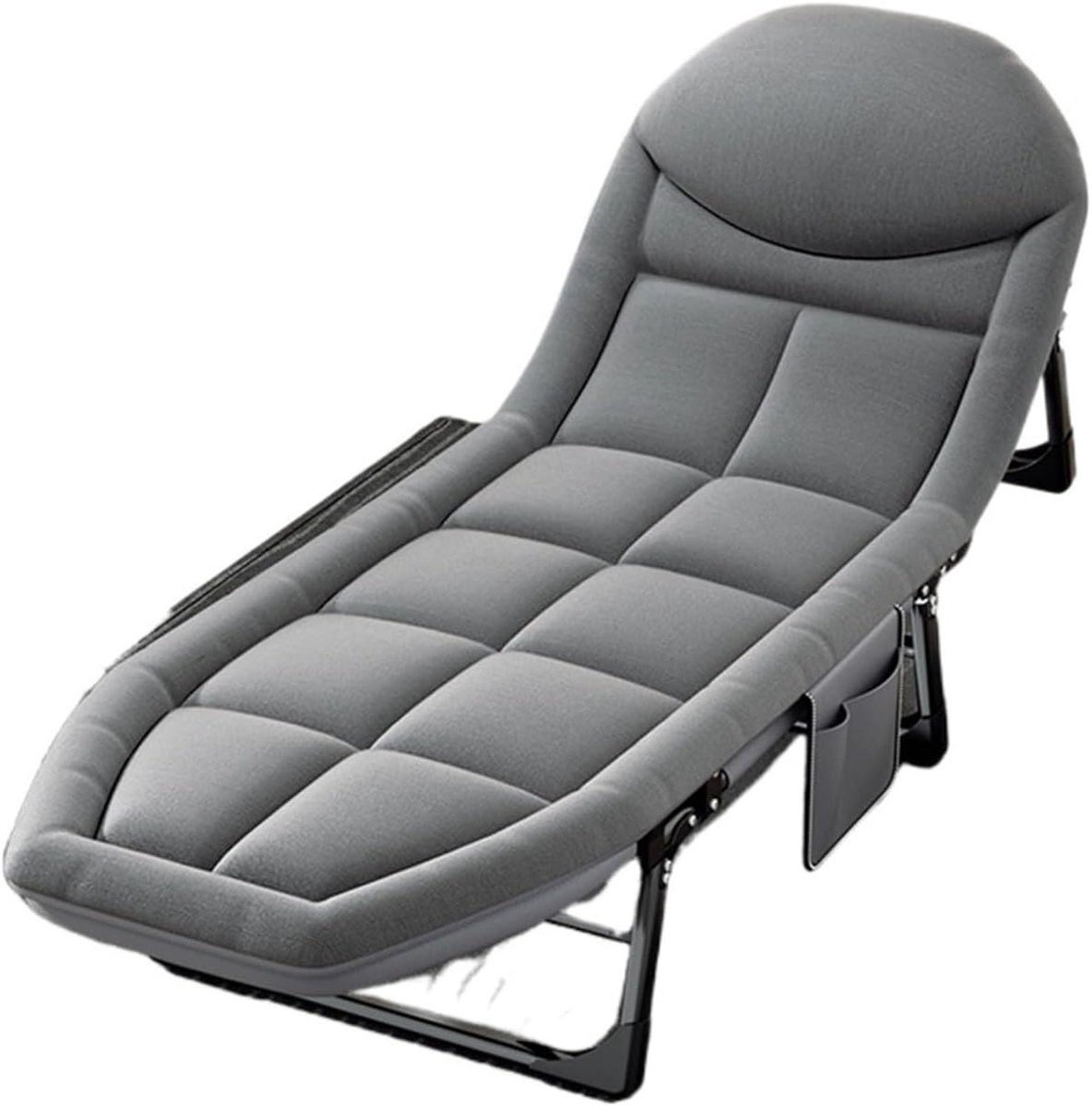 Opvouwbaar Bed - Camping Bed - Ontspannen Buiten - Verstelbare Rugleuning - 200x64cm - Donkergrijs