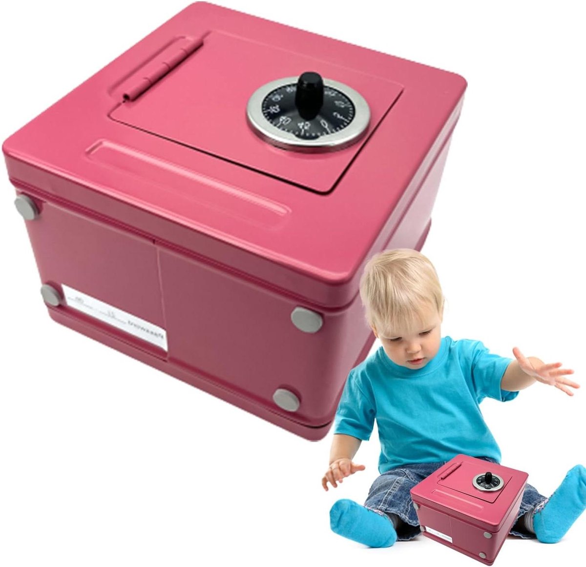 Spaarpot Kluis - Geldkist Kinderen - Veilig Sparen - 2-Cijferig Slot - 14.9L x 14W - Roze