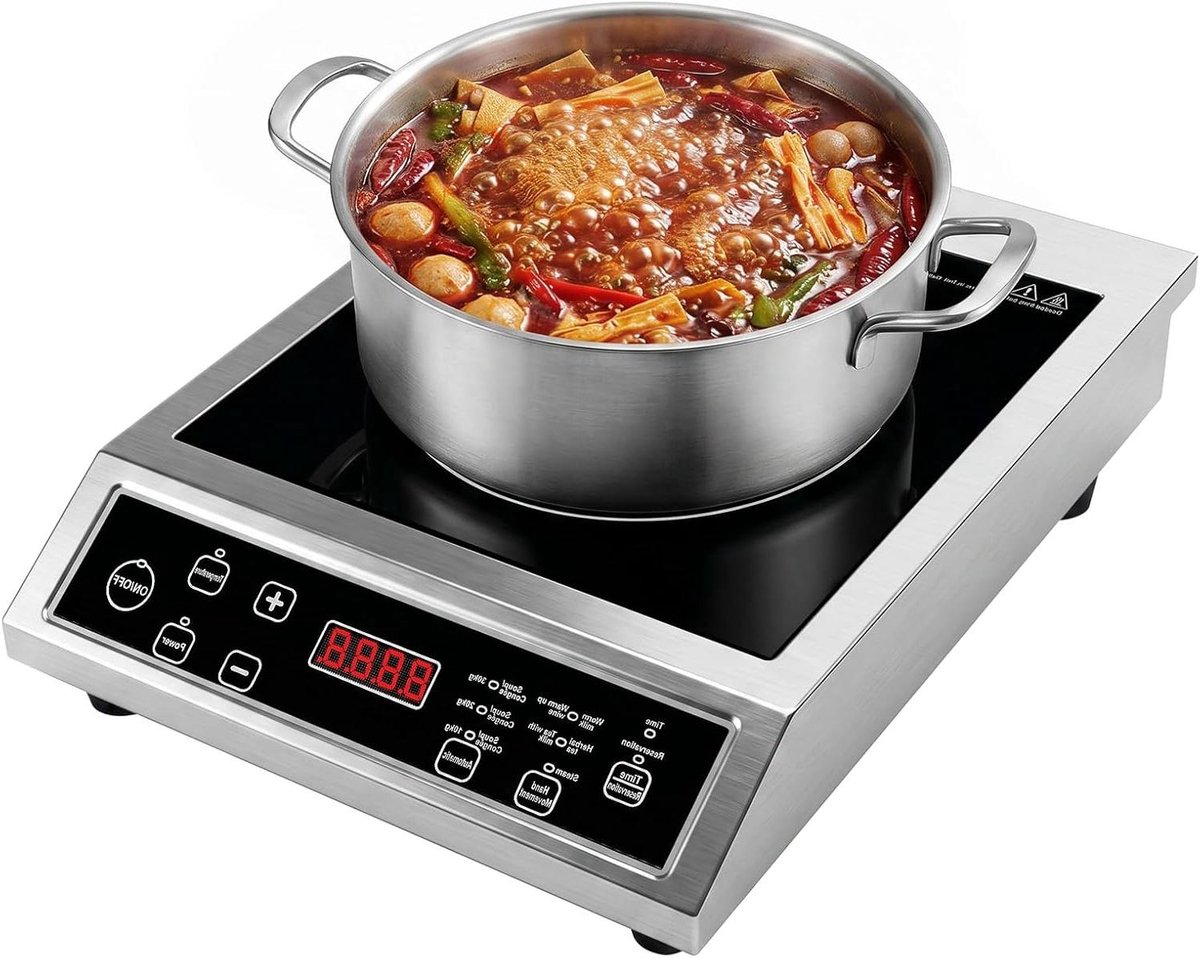 Inductiekookplaat - Draagbare Kookplaat - Snel Koken - 10 Vermogensniveaus - 3500 W - Zilver