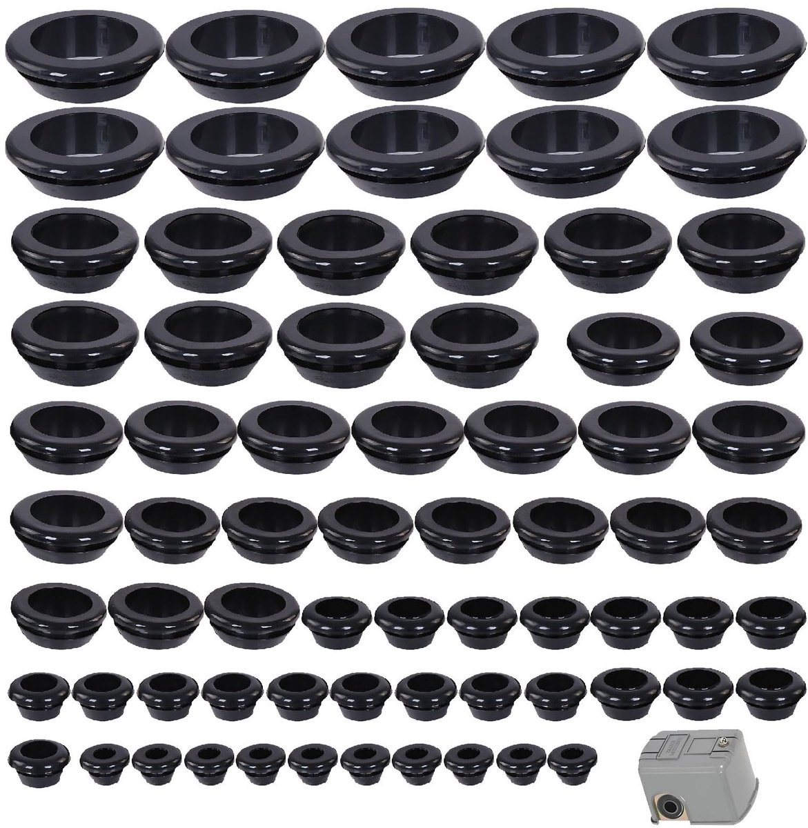 Dailygoods- Kabeldoorvoeren 70 Stuks - Rubberen Kabelbescherming - Duurzaam - Flexibel - 12 mm Diameter - Veilige Installatie