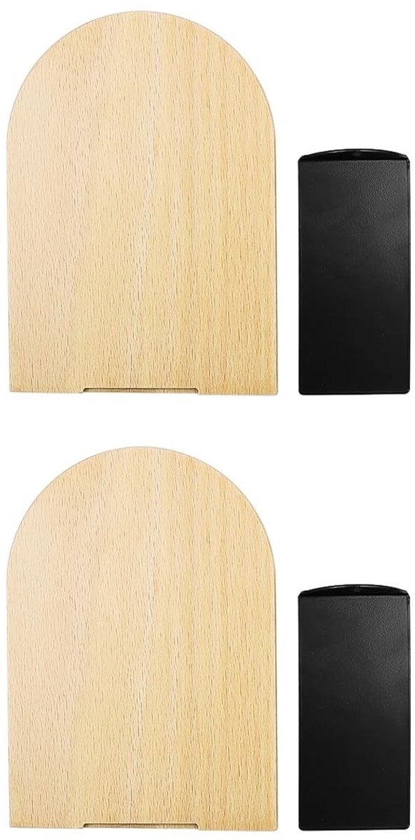 Dailygoods- Boekenstopper 2-pack - Natuurlijke Antislip - Houten Boekensteunen - Geschikt voor Dikke Boeken - Afmetingen 170x105x120 mm - Met Antislipviltjes