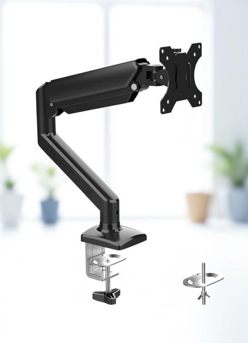 Maison Elara Monitorhouder met gasveer voor 13-32 inch computerscherm, in hoogte verstelbaar, VESA 75x75/100x100, gewicht 2-9 kg, zwart