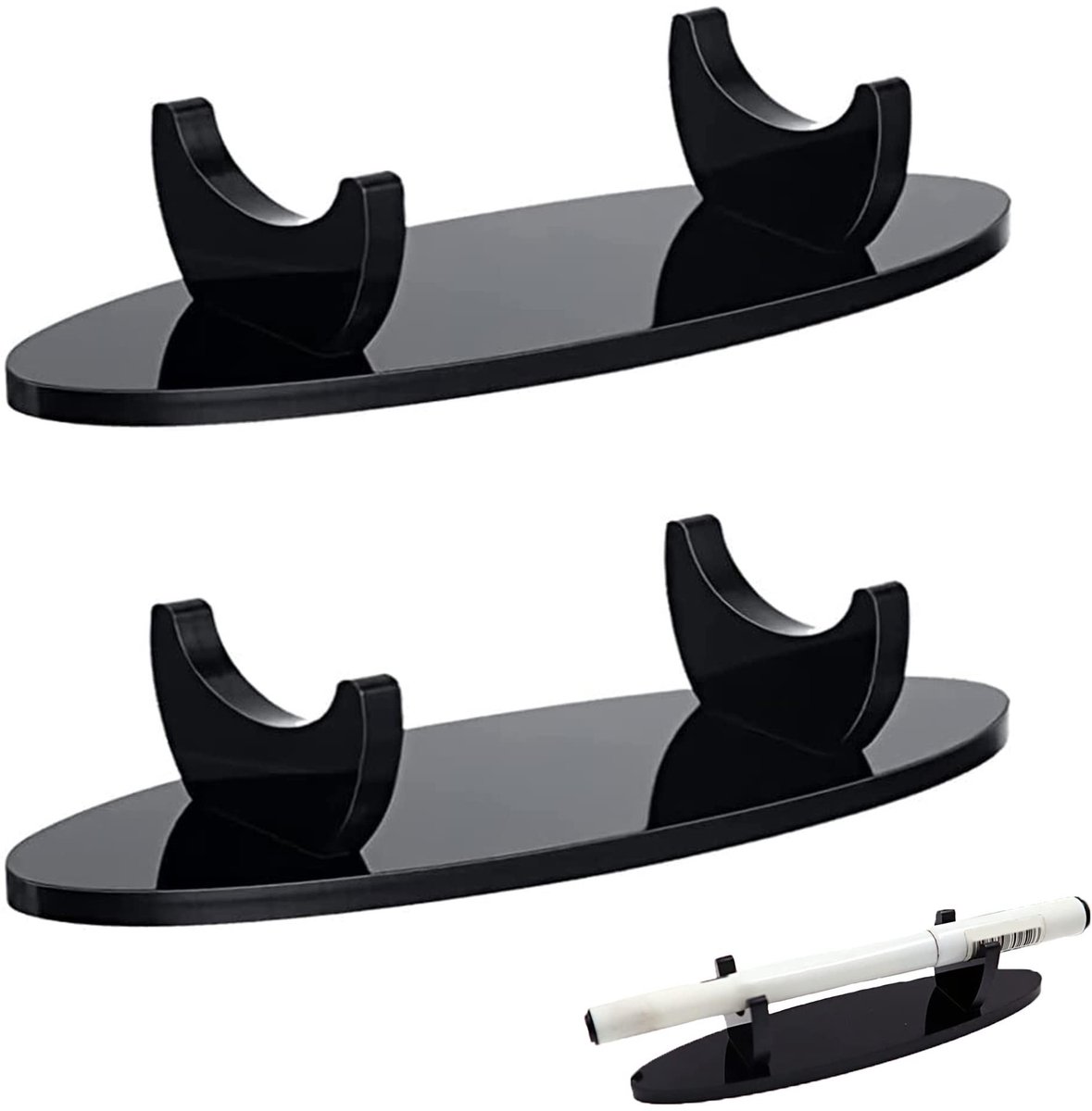 BRENZOOS- Pennenhouder met gewogen basis - Bureau Organizer - Desk Organizer - Acryl - 2 Stuks - Geschikt voor kantoor en thuis - Pennenorganizer