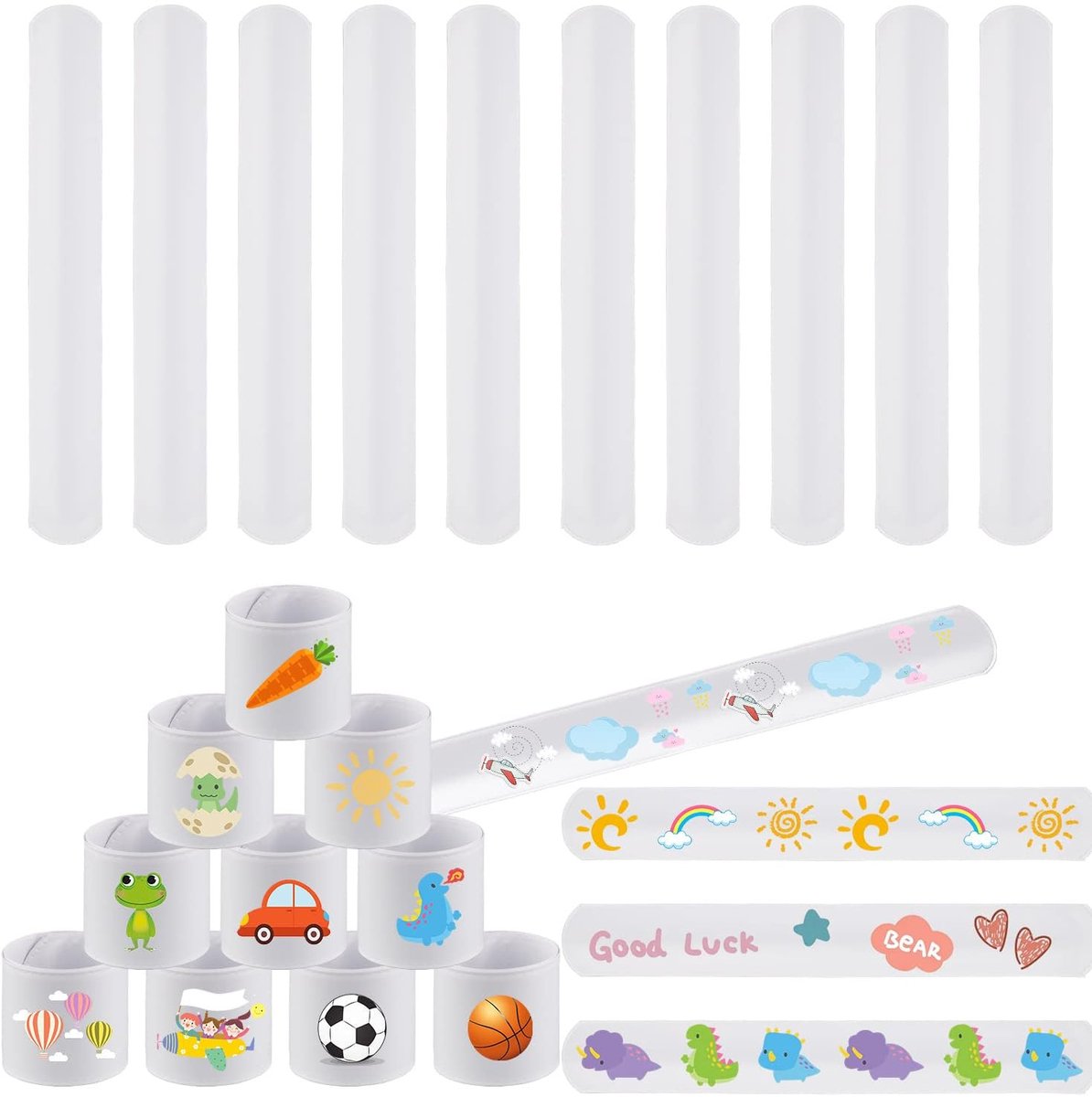 JHUBERS- Klaparmband 24 Stuks - Plastic Feestarmbanden - Doe-Het-Zelf Klapbanden - Effen Klikfeestarmbanden - PVC - 22x3 cm - Feestarmband