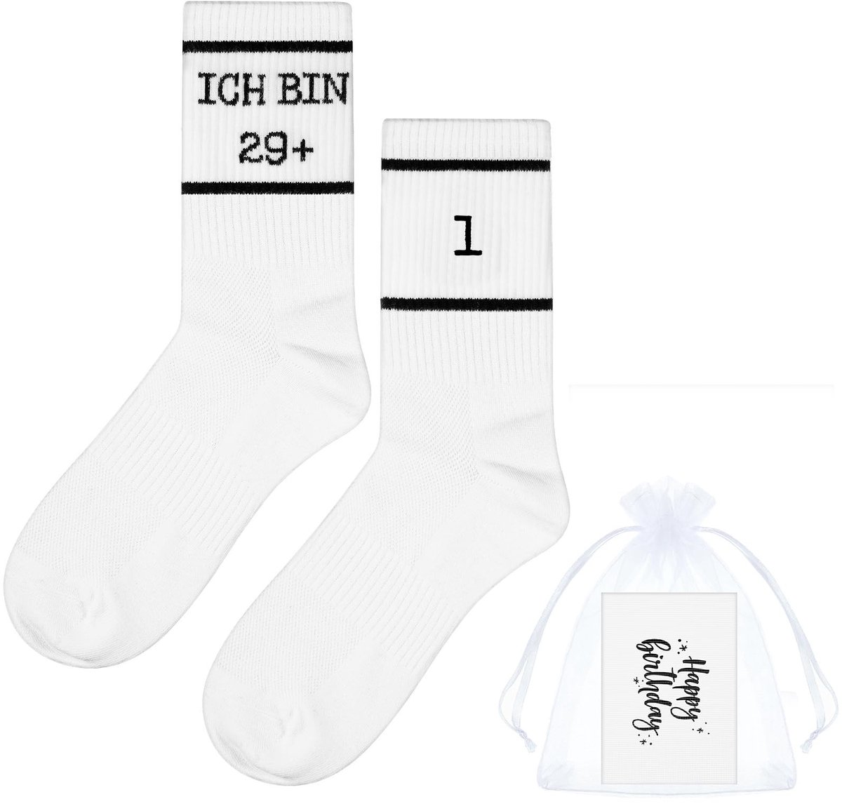 BRENZOOS- Verjaardagssokken Grappig Cadeau - 30e Verjaardag - Wenskaart - Organza Zakje - Katoen - One Size - Verjaardagscadeau