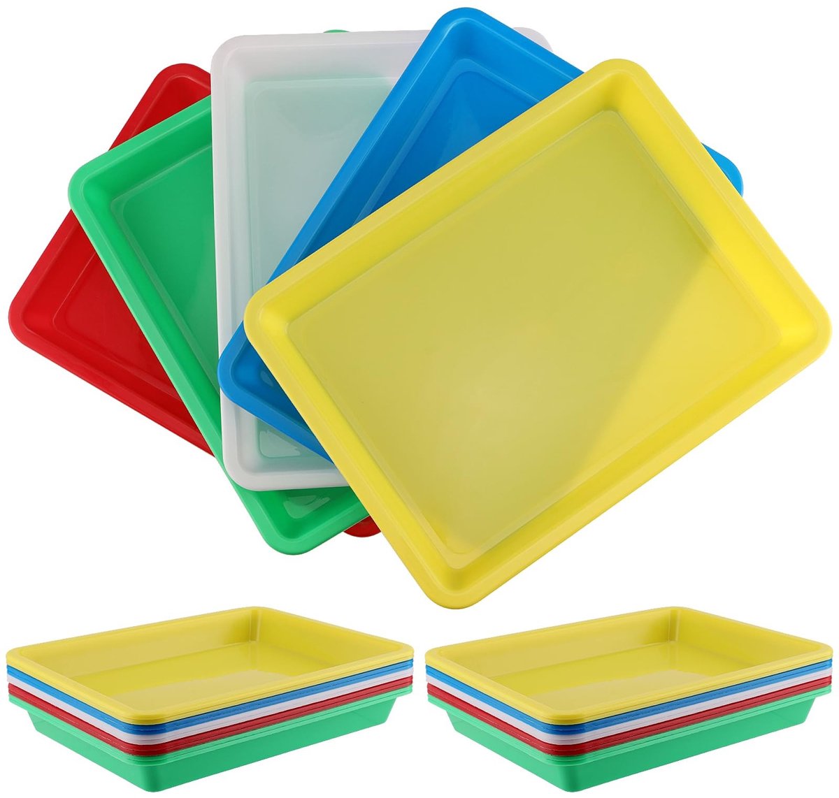 BRENZOOS- Activiteitendienblad 20 Stuks - Kunststof - 34 x 25 x 2,6 cm - Opbergdienblad - Multicolor - Stapelbaar - Opbergbak