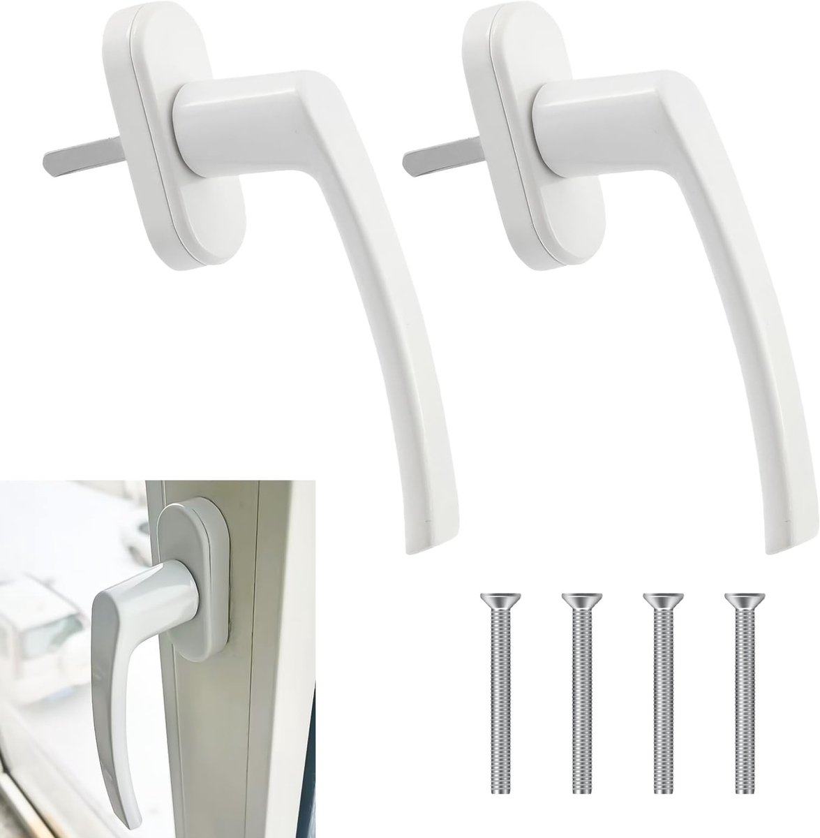 Dailygoods- Raam- en Deurgrepen Set van 2 - Aluminium met Kunststof Basis - Ergonomisch Design - Eenvoudige Vervanging - Doornbreedte 7 mm - Vergrendelingspenlengte 35 mm - Handgrepen