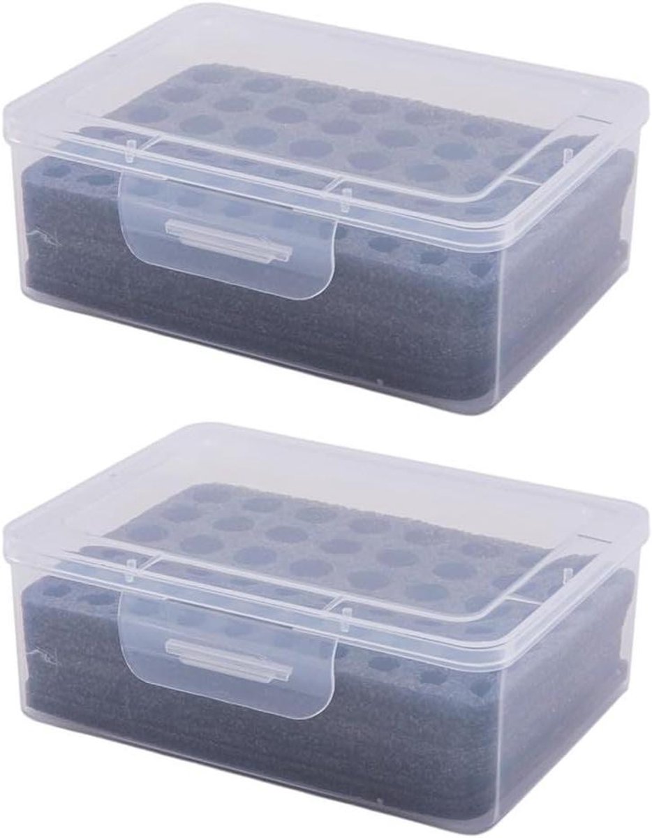 Batterij Opbergkoffer - Batterijhouder Organizer - Batterijen Opslaan - Schokbestendig Vochtbestendig - Voor 54 Batterijen - Transparant