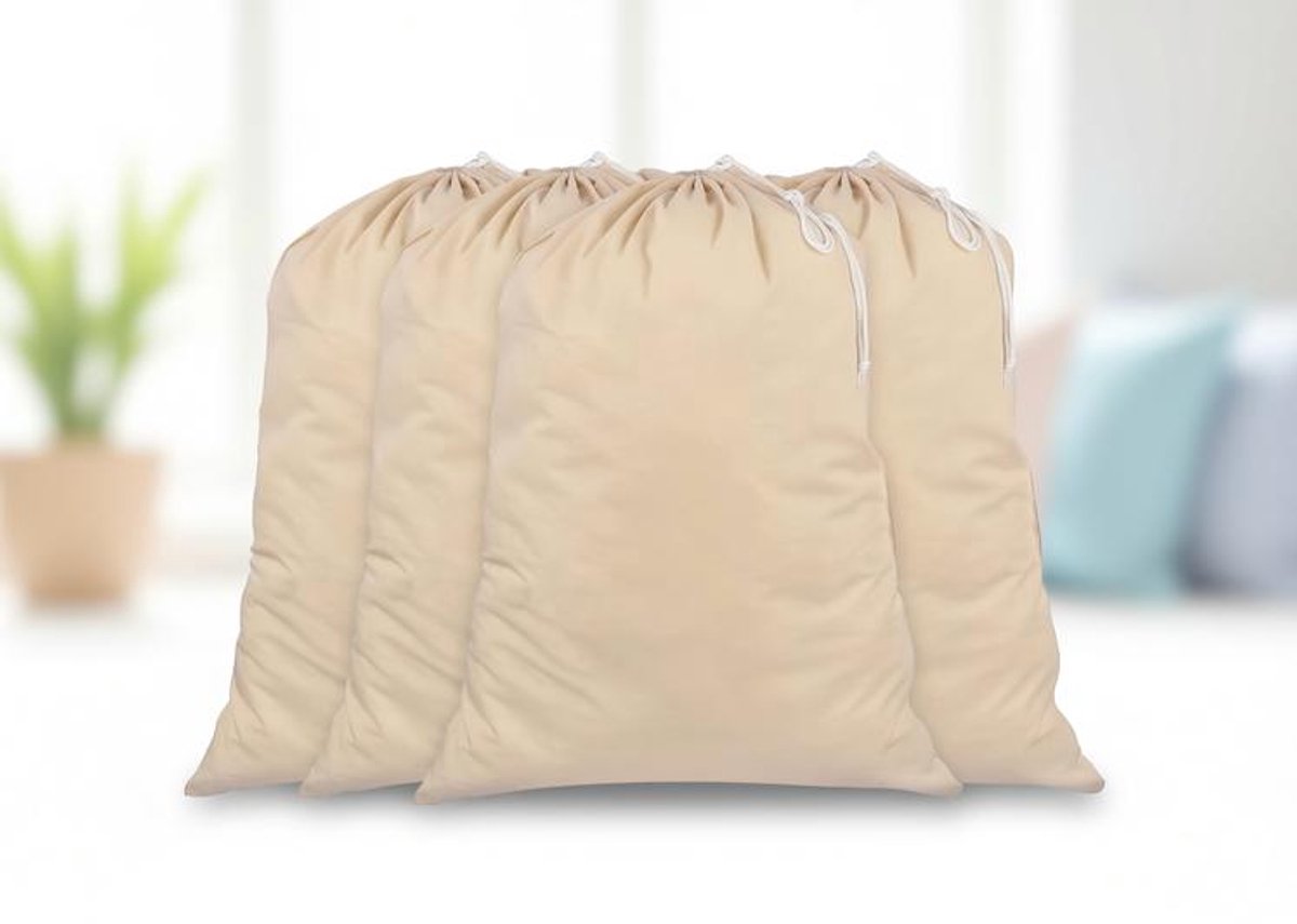 Maison Elara Extra Grote Heavy Duty Waszakken - 100% Katoen - 71x91 cm - Natuurlijke Kleur