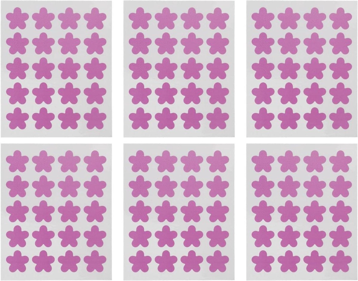 UV Detectie Stickers - Zonnebloem Vorm - Zonbescherming Meten - Kleurverandering Bij UV - 120 Stuks - Transparant Paars