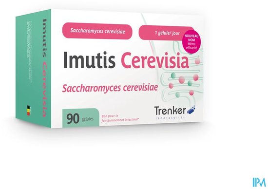 Imutis Cerevisia Saccharomyces cerevisiae doos met 90 capsules. Trenker.