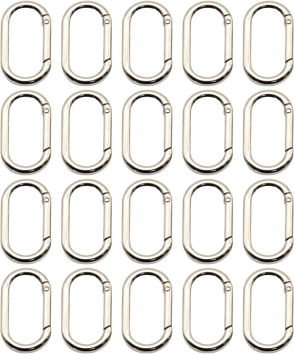 Karabijnhaak Set - Sleutelhangers Haken - Outdoor Uitrusting - Roestbestendig Zinklegering - 20 Stuks - Zilverkleurig