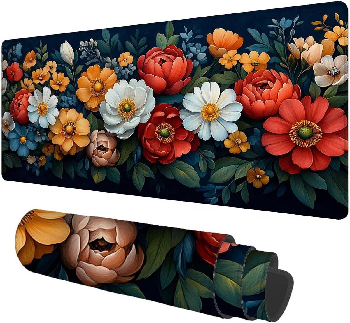 Bureauonderlegger - Muismat - Kantoorwerk - Ultraglad oppervlak - 150x80 cm - Bloemen