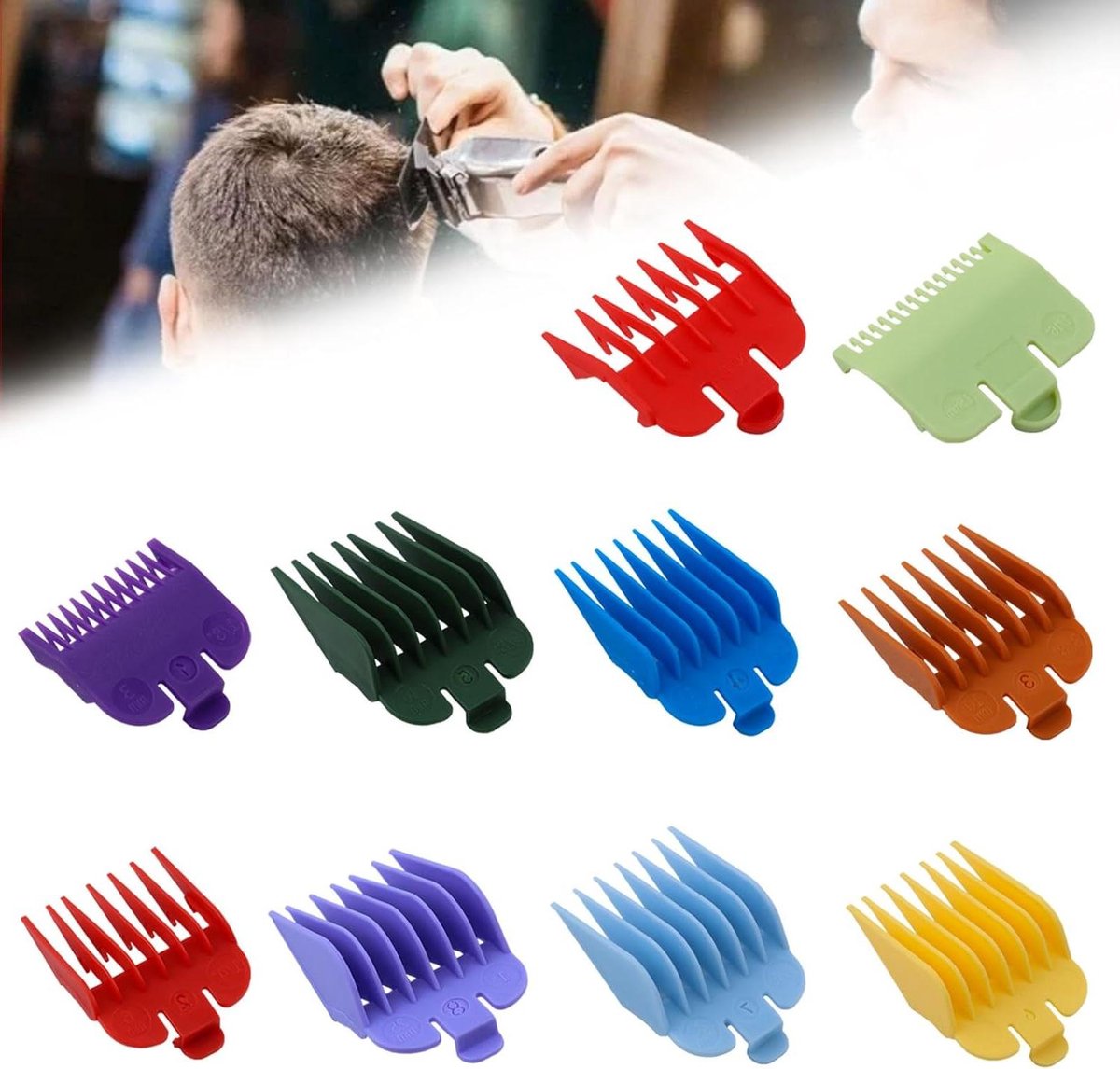 Tondeuse Kammen Gidsen - Limiet Kammen Set - Haar Trimmen - Antistatische Borstels - 10 Stuks - Kleurrijk
