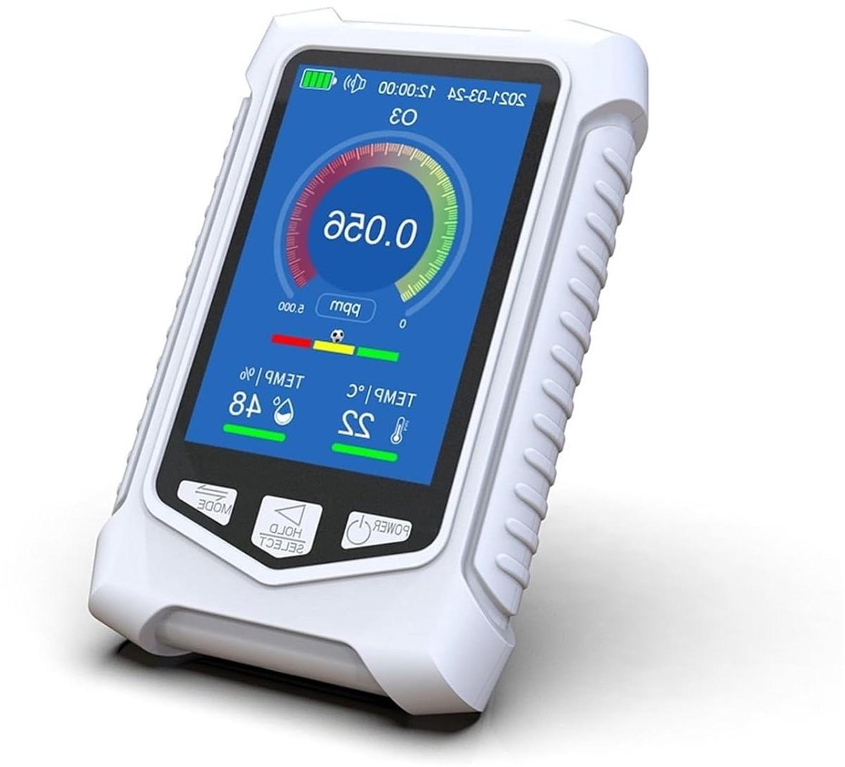 Luchtkwaliteitsmonitor - Gasdetector Ozon - Luchtkwaliteit Meten - Automatische Kalibratie - 35 inch Scherm - Wit