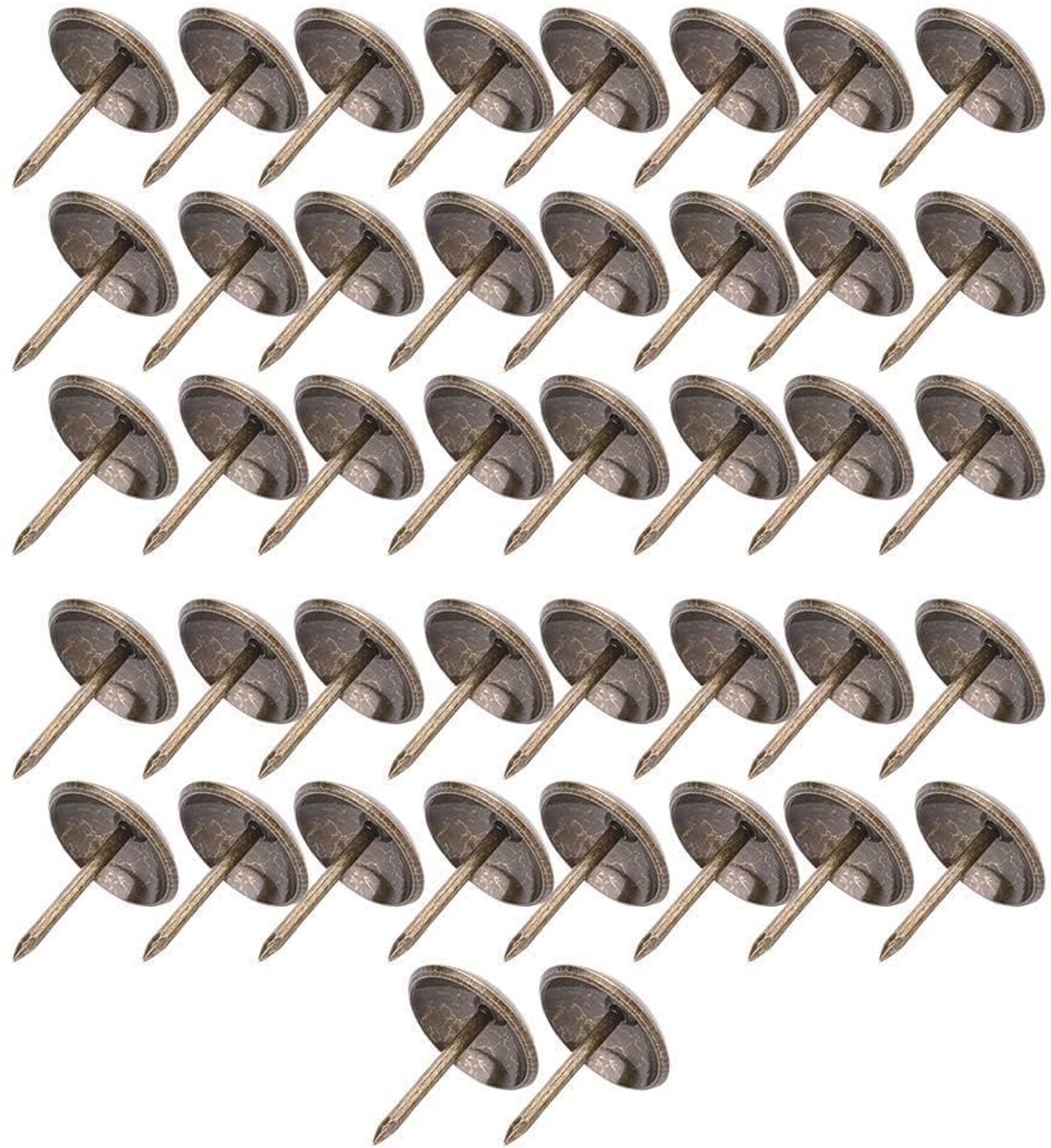 Dailygoods- Bekleding Spijkers 50 Stuks - Verdikte Decoratieve Spijkers - Vintage Stijl - Meubelspijkers - IJzeren Pinnen - 16x20mm / 18x23mm / 19x20mm / 21x25mm / 23x23mm - Meubelnagels